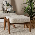 Baxton Studio Jeanine Cream Tufted Fabric Ottoman Footstool New. Price: $114.00.