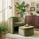 New Colamy Velvet Morden Living Room Chair With Storage Ottoman, Barrel Accent. Price: $390.60.