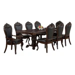 Benjara Zenie 9PC Dining Set- Classy Cherry Brown Wood Table- 8 Carved Chairs New. Price: $2753.04.