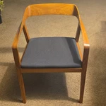 Herman Miller Full Twist Arm Chair Walnut Frame Dark Fabric Mark Goetz Geiger Used. Price: $1800.00.