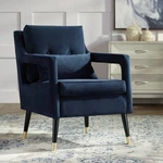 Tilman Blue Fabric Tufted Accent Chair New. Price: $599.95.
