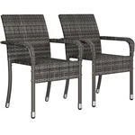 Renwick Outdoor Rattan Chair With Armrests, Set Of 2, Gray New. Price: $74.99.