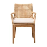 Baxton Studio Storsel Natural Brown Finished Teak Wood Rattan Dining Chair New. Price: $235.66.