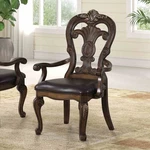 Traditional Style 2PC Dining Arm Chair Gold Crown Molding Dark Brown Finish New. Price: $699.99.