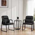 Sweetcrispy Guest Chair Set Of 2 - Padded Arms No Wheels Deep Black New. Price: $179.99.
