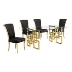 Best Quality Furniture 5PC Clear Glass Dining Set With Black Velvet Chairs New. Price: $1962.37.