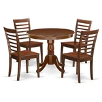 East West Furniture Antique 5-PIECE Dining Set W/ Wood Seat Chairs Mahogany New. Price: $524.35.