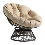 Papasan Chair With Cream Round Fabric Pillow Cushion And Brown Wicker Weave New. Price: $279.99.