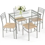 Costway 5 Pcs Dining Set Table & 4 Chairs Glass Top Kitchen Breakfast Furniture New. Price: $144.99.