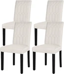 Set Of 4 Beige Upholstered Dining Chairs With Solid Wood Legs And Comfort Seat New. Price: $358.99.