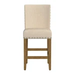 24" Upholstered Counter Height Barstool With Nailheads Beige - Homepop Open. Price: $56.09.