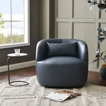 Open Box Kinwell Ashlie 34" Wide Swivel Barrel Chair - Premium Faux Leather. Price: $299.99.