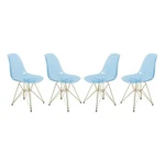 Leisuremod Cresco Plastic Dining Chair With Gold Base Set Of 4 Transparent Blue New. Price: $533.82.
