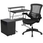 Flash Furniture 3 Piece Work From Home Office Desk Set In Black New. Price: $558.60.