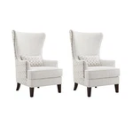 Pemberly Row Set Of 2 Upholstered High Wingback Accent Chairs Latte New. Price: $1250.39.