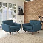 Modway Mid-century Modern Upholstered Leather 2PC Accent Armchair Set In Azure New. Price: $1088.75.