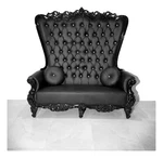 Double High Back Chair Queen Throne In Black Leather Frame New. Price: $2899.99.