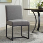 Myles Grey Fabric And Black Metal Dining Chair New. Price: $279.98.