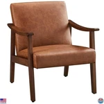 Mid-century Modern Pu Leather Accent Chair With Solid Wood Legs, Brown New. Price: $180.31.