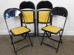4 Vtg Deluxe Mcm Deco Hampden Metal Folding Black Chairs Yellow Padded Seat Hot! Used. Price: $142.40.