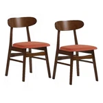 Benjara Bev 20" Set Of Dining Chairs- Orange Cushions- Dark Brown Rubberwood New. Price: $191.99.