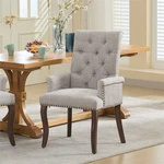 Chenille Upholstered Accent Dining Chair Tufted Buttons Arm With Wood Legs New. Price: $98.79.