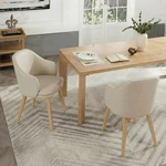Kislot Wooden Dining Chairs Set Of 2 Faux Leather Barrel Backrest Beige Open. Price: $259.00.