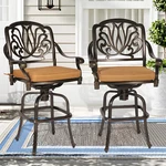 Outdoor Bar Height Swivel Bistro Chairs Set Of 2, Cast Aluminum Patio Stools New. Price: $339.99.