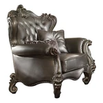 Benjara Scalloped Trim Button Tufted Leatherette Chair With Scrolled Legs- Gray New. Price: $2597.99.