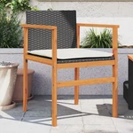 Patio Chairs With Cushions 2 Pcs Black Poly Rattan&solid Wood New. Price: $130.43.