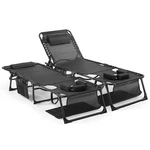 Unovivy Teslin Folding Tanning Chair Set Of 2 - 5 Position Reclining New. Price: $209.99.