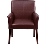Flash Furniture Leather Executive Side Guest Chair In Burgundy And Mahogany New. Price: $209.21.