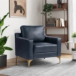 Serta Finley Stationary Arm Chair Navy Blue Faux Leather Upholstery New. Price: $391.99.