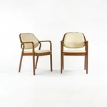 1980S Pair Of Don Petitt For Knoll 1105 Bentwood Armchair In Oak With Tan Fabric Used. Price: $1500.00.
