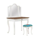 Pioneer Woman Vanity Set W/ Stool Tri-fold Mirror Makeup Table Solid Wood White New. Price: $230.22.