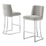 Best Quality Furniture Rich Gray Boucle Fabric Counter Chairs With Chrome Base New. Price: $351.81.