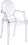 Clear Acrylic Stacking Arm Chair For Modern Kitchen & Dining - Fully Assembled New. Price: $153.99.