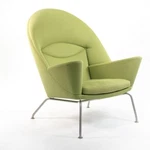 2018 CH468 Oculus Lounge Chair By Wegner For Carl Hansen In Green Fabric Used. Price: $5250.00.