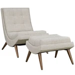 Modway Ramp Upholstered Polyester Fabric Lounge Chair Set In Sand Beige New. Price: $452.51.