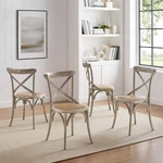 Modway Gear Rustic Modern Farmhouse Elm Wood Rattan Four Dining Chairs Gray New. Price: $534.50.