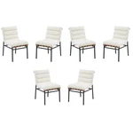 Pemberly Row Set Of 6 White Boucle Fabric Dining Chairs With Black Iron Legs New. Price: $1097.10.