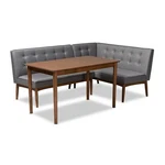 Baxton Studio Arvid Modern Tufted Fabric 3 Piece Wood Dining Nook Set Gray New. Price: $919.99.