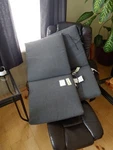 Target Threshold Gray Two-piece Patio Chair Cushions Polyester Modern With Ties New. Price: $40.00.