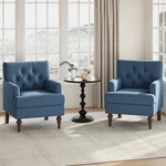 Malol Upholstered Accent Chair Thick Cushion Blue Set 2 New. Price: $430.62.