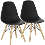 Set Of 2 Dining Chairs Mid Century Modern Wooden Legs Home Room Black New. Price: $74.99.