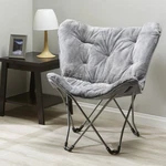 Folding Faux Fur Butterfly Chair Portable Steel Frame Home Living Room Sofa Gray New. Price: $42.74.