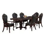 Benjara Zenie 7PC Dining Set- Classy Cherry Brown Wood Table- 6 Carved Chairs New. Price: $2353.47.
