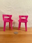 Mattel Creations Barbie X Kartell 2-PIECE Masters Doll Sized Chairs Mod Hot Pink Used. Price: $30.00.