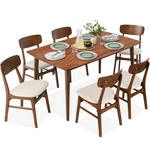 Best Choice Products 7-PIECE Mid-century Dining Set Wood Upholstered 6 Chairs New. Price: $599.99.