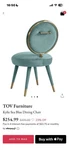 Tov Furniture Kylie Sea Blue Upholstered Dining Chair Metal Frame New. Price: $300.00.